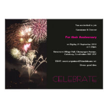 Invitation d'anniversaire de feux d'artifice