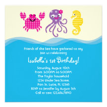 Invitation d'anniversaire de fille de créatures de