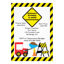Invitation d'anniversaire de garçons de chantier d