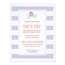 Invitation d'anniversaire de garçons - poulpe de p