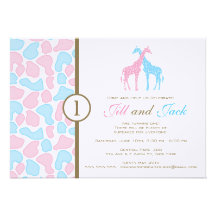 Invitation d'anniversaire de girafe - garçons jume
