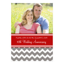 Invitation d'anniversaire de gris rouge de photo 1