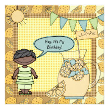 Invitation d'anniversaire de limonade de garçon d'