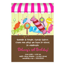 Invitation d'anniversaire de magasin de sucrerie