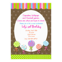 Invitation d'anniversaire de magasin de sucrerie d
