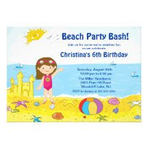 Invitation d'anniversaire de natation de fille de 