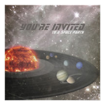 Invitation d'anniversaire de partie de l'espace
