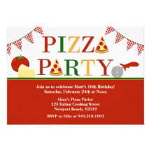 Invitation d'anniversaire de partie de pizza