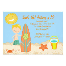 Invitation d'anniversaire de partie de plage de ga