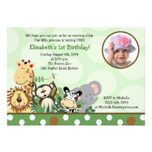 Invitation d'anniversaire de partie de zoo de jung