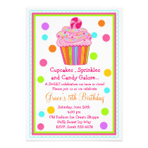 Invitation d'anniversaire de petit gâteau de sucre invitations