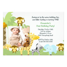 Invitation d'anniversaire de photo de singe de jun