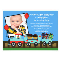 Invitation d'anniversaire de photo de train de fêt