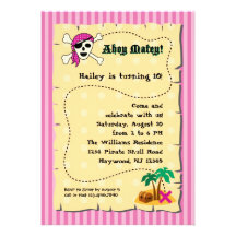 Invitation d'anniversaire de pirate de fille