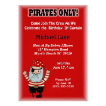 Invitation d'anniversaire de pirate d'enfants