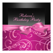Invitation d'anniversaire de remous de rose de par