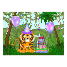 Invitation d'anniversaire de tigre de Bengale de j