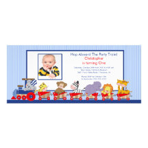 Invitation d'anniversaire de train d'animaux de sa