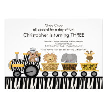 Invitation d'anniversaire de train de jungle de sa