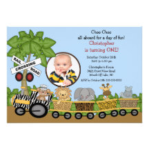 Invitation d'anniversaire de train de jungle de sa