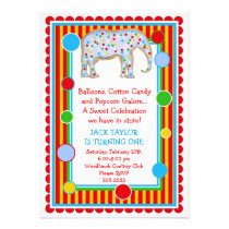 Invitation d'anniversaire d'éléphant de cirque pri invitations