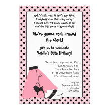 Invitation d'anniversaire des années 50 de roche e