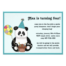 Invitation d'anniversaire d'ours panda