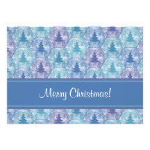 Invitation d'arbres de Joyeux Noël dans bleu et po