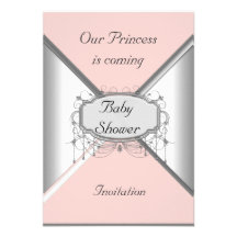 Invitation d'argent de rose de partie de baby show
