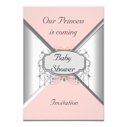 Invitation d'argent de rose de partie de baby show