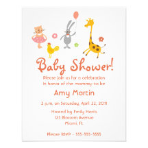 Invitation de baby shower - animaux