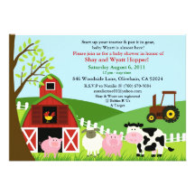 Invitation de baby shower d'animaux de ferme