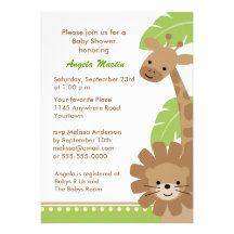 Invitation de baby shower d'animaux de jungle