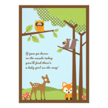 Invitation de baby shower d'animaux de région bois