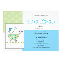 Invitation de baby shower de chariot de marguerite