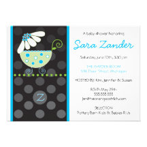Invitation de baby shower de chariot de marguerite