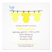 Invitation de baby shower de corde à  linge