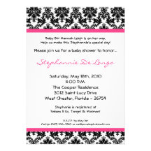 invitation de baby shower de damassé de noir des r