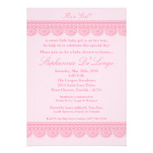 invitation de baby shower de dentelle de rose du b