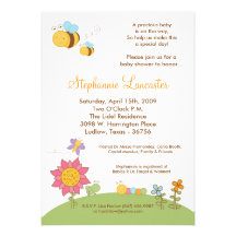 invitation de baby shower de fleurs d'insectes du 
