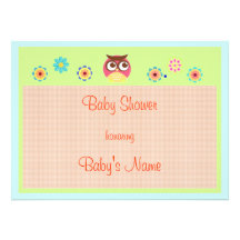 Invitation de baby shower de hibou et de fleurs