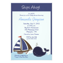 Invitation de baby shower de la baleine bleue 5x7 