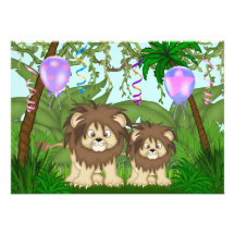 Invitation de baby shower de lion de jungle pour d