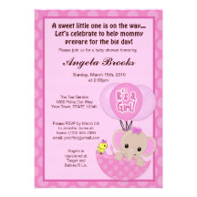 Invitation de baby shower de parapluie de birdie d