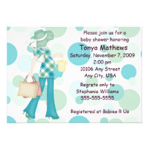 Invitation de baby shower de point de polka de pla