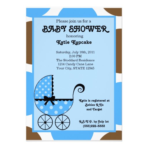 Invitation de baby shower de poussette de point de