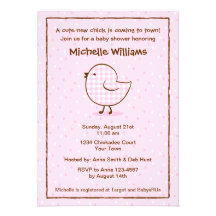 Invitation de baby shower de poussin de guingan