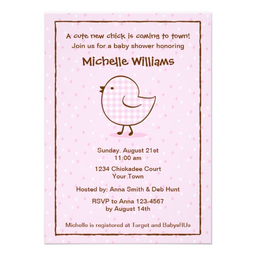 Invitation de baby shower de poussin de guingan
