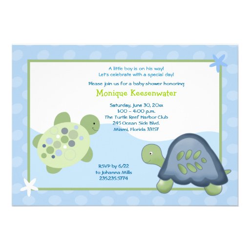 Invitation de baby shower de récif de tortue - ble