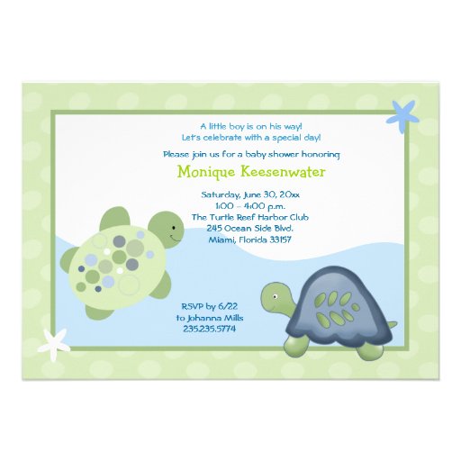 Invitation de baby shower de récif de tortue - ver